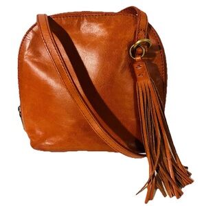 HOBO Nash Crossbody Bag Women’s Genuine Leather Orange with Fringe Tassel Small
